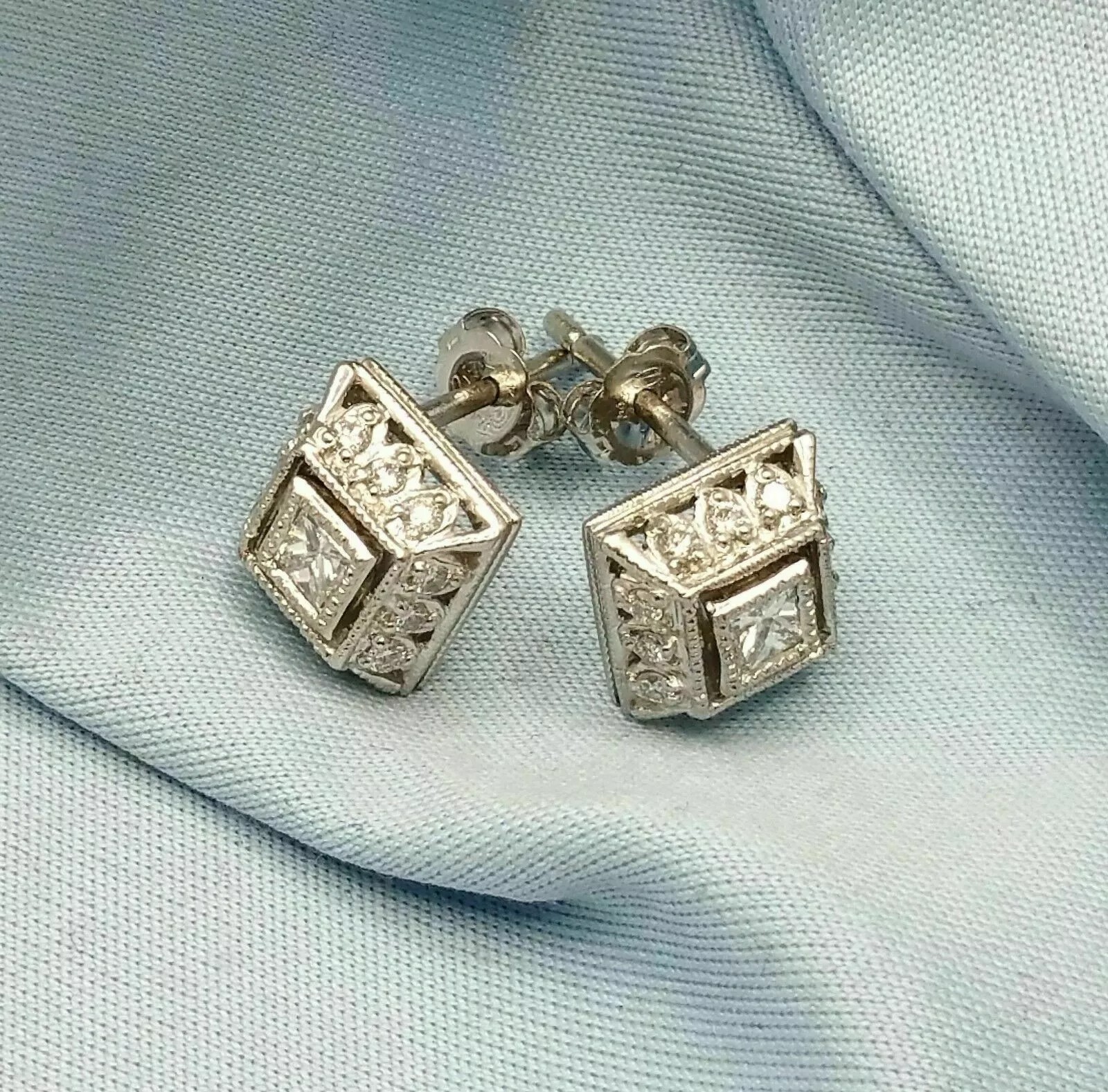 Art Deco Vintage Lab Created Diamond Woman’s Special Antique White Gold Finish