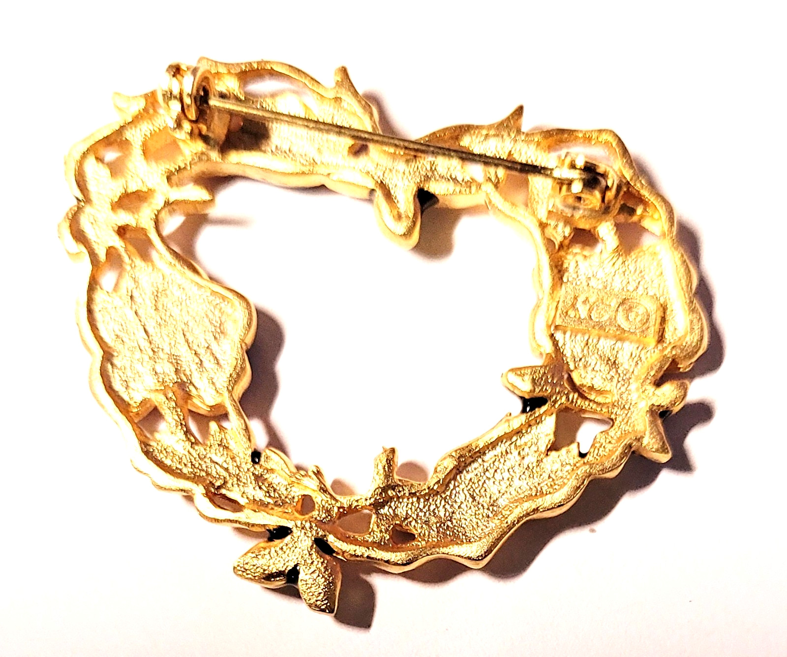 Kenneth Cole Enamel Song Birds & Flowers Heart Brooch Pin
