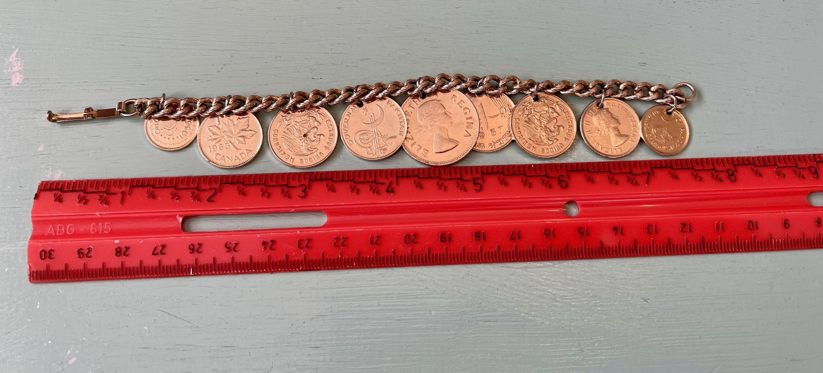 Vintage Coins From Around the World Charm Bracelet