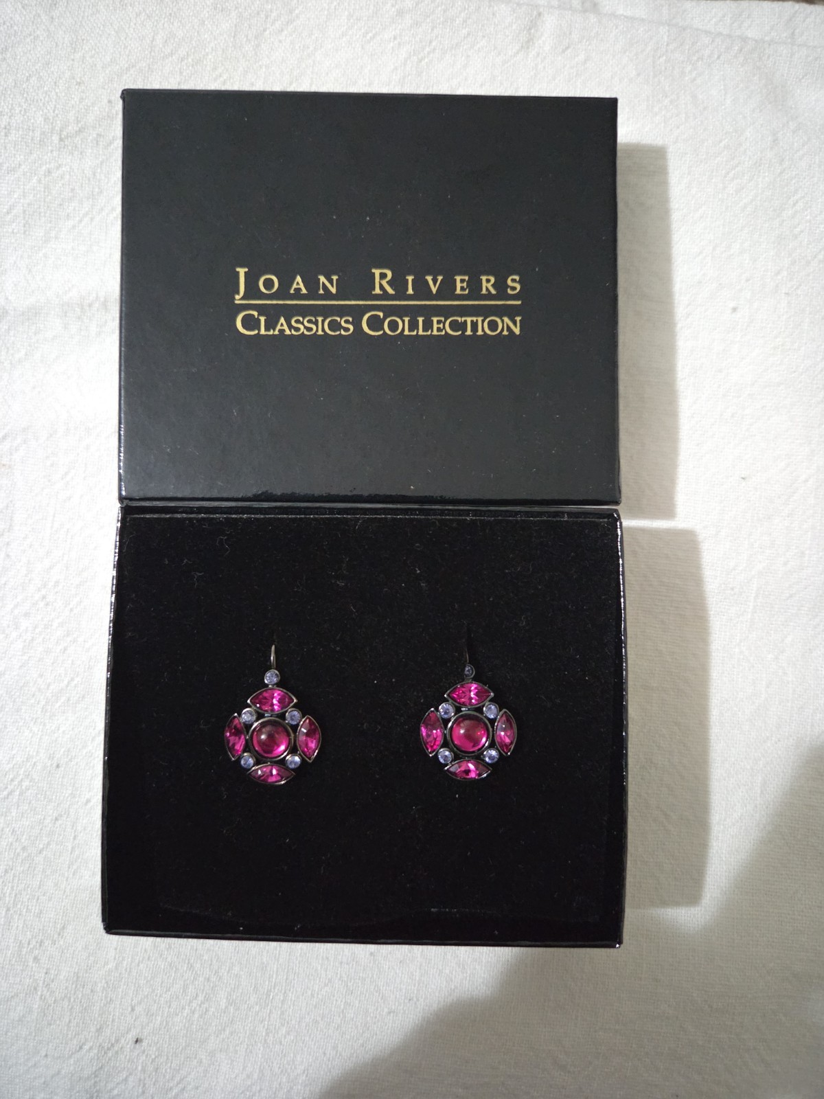 Joan Rivers Classics Collection Maltese Cross Leverback Earrings Fuchsia Pink…