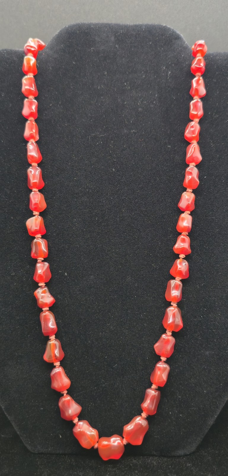 Vtg Chinese Export Sterling Silver Carnelian Necklace