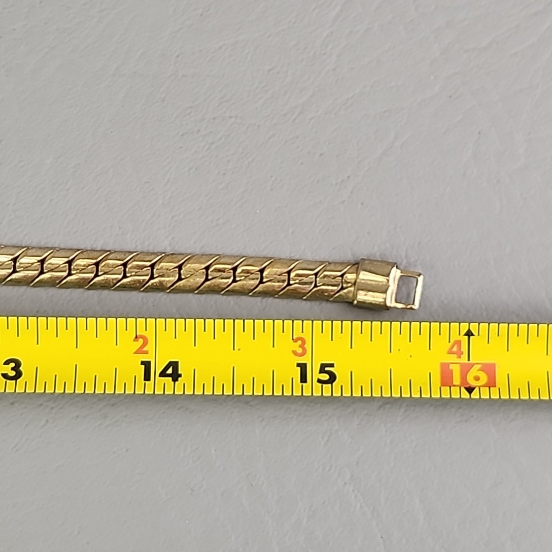 Vintage Chain Tassel Necklace Herringbone Gold Tone Floating Buckle Pendant 15.5