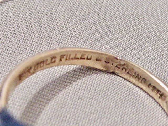 ANTIQUE EDWARDIAN 10K YG ON STERLING SILVER SIZE 6.75 CLEAR STONE RING DECO RING