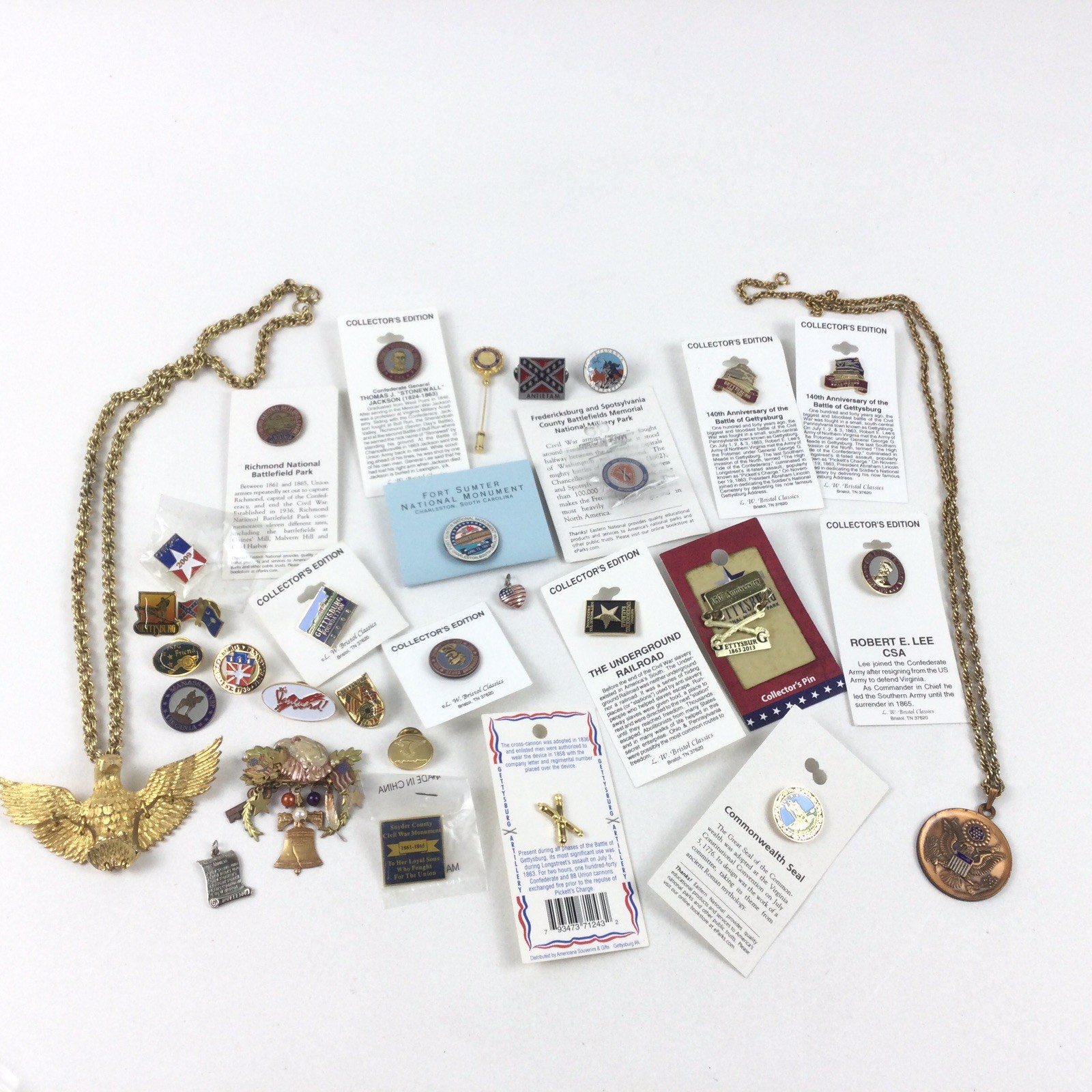 Estate Lot Civil War Gettysburg Lee Sumter Enamel Pin Jewelry Lot 31pc Military