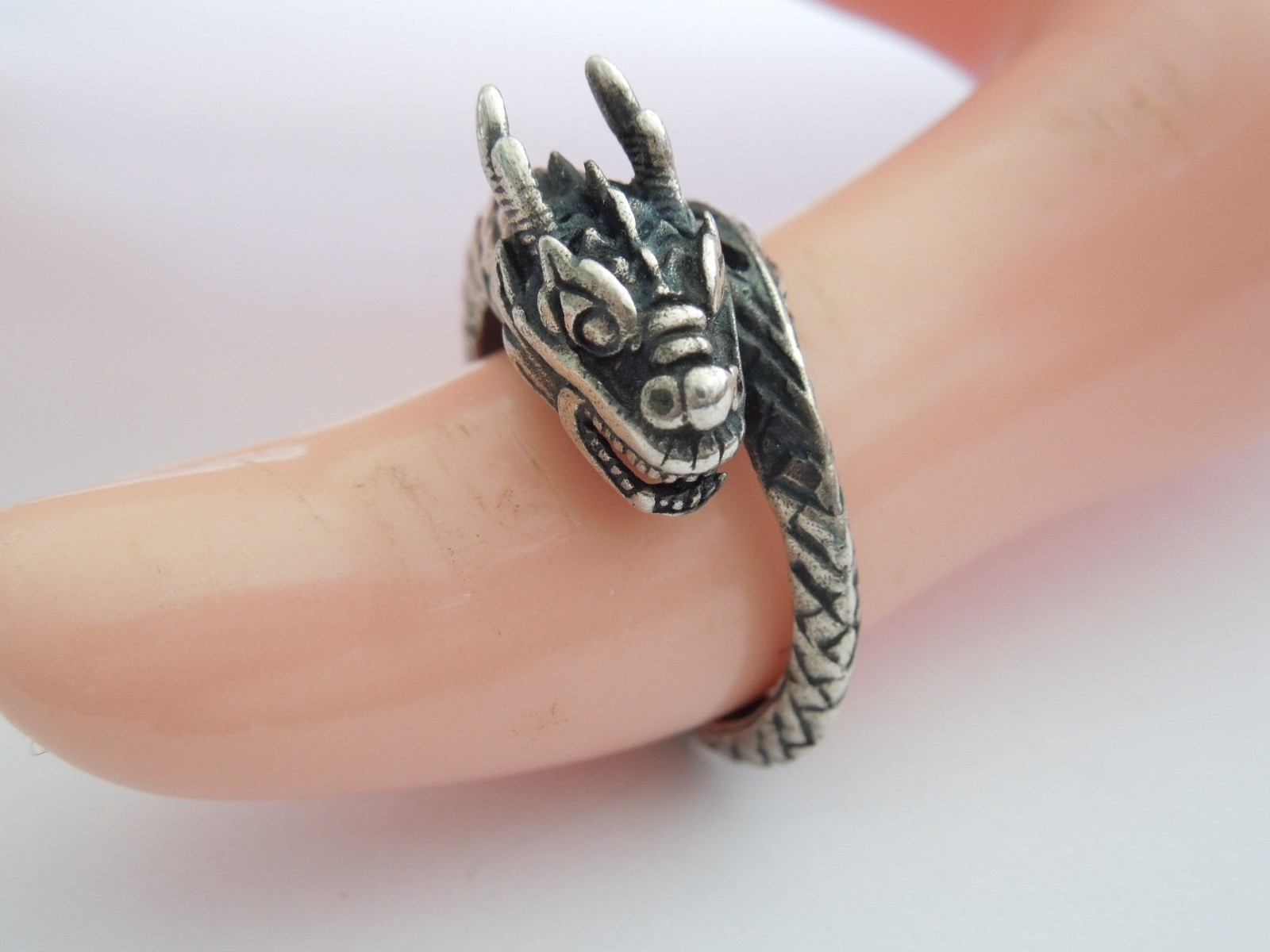 Vintage Ring Silver Verified Dragon Hallmark Unreadable 5.0 g/Size 56