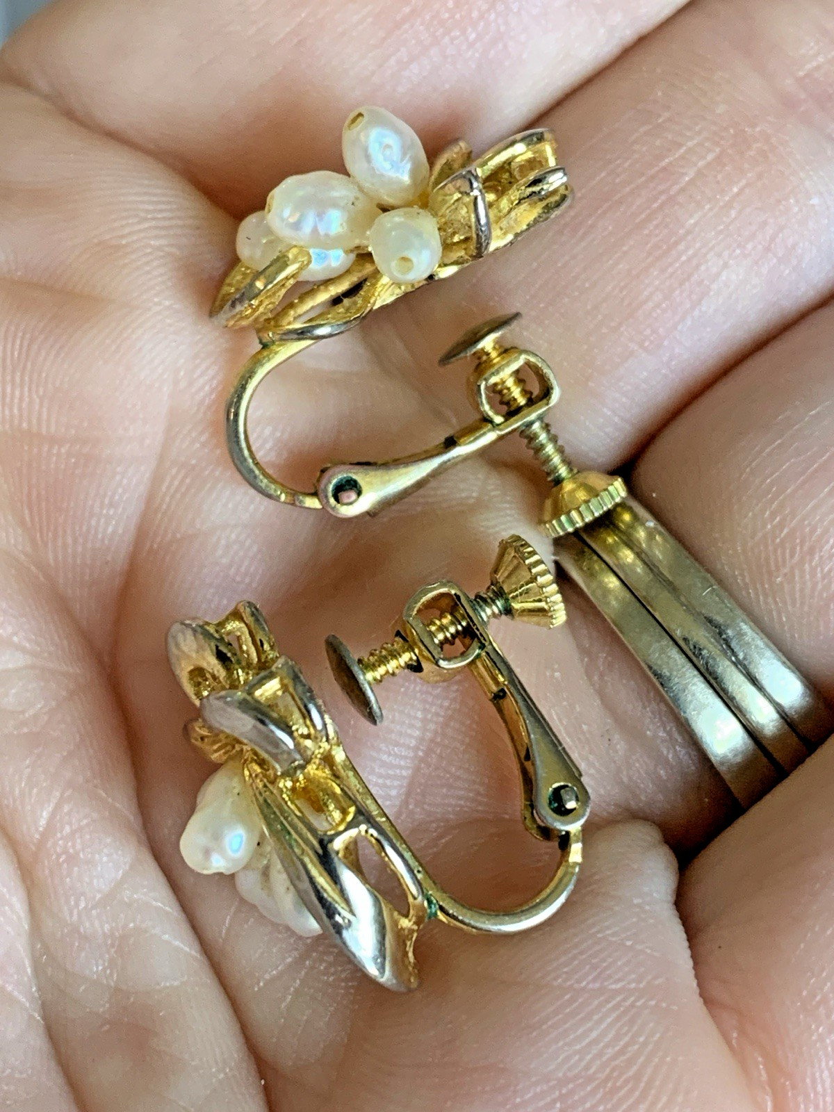 Vintage Seed Pearl Necklace Bracelet Earrings Set Gold Tone Bridal Wedding