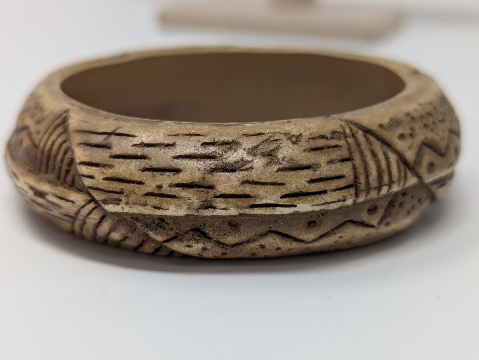 Vintage Hand Carved Bangle Bracelet Tribal African Ethnic Boho Jewelry