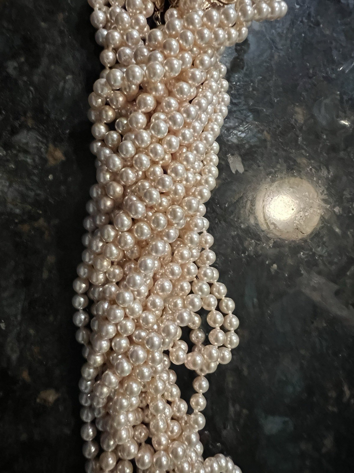 VINTAGE MAJORCA PEARL NECKLACE 14K G.F. CLASP 20 IN. 5MM PEARLS FROM SPAIN NOS.