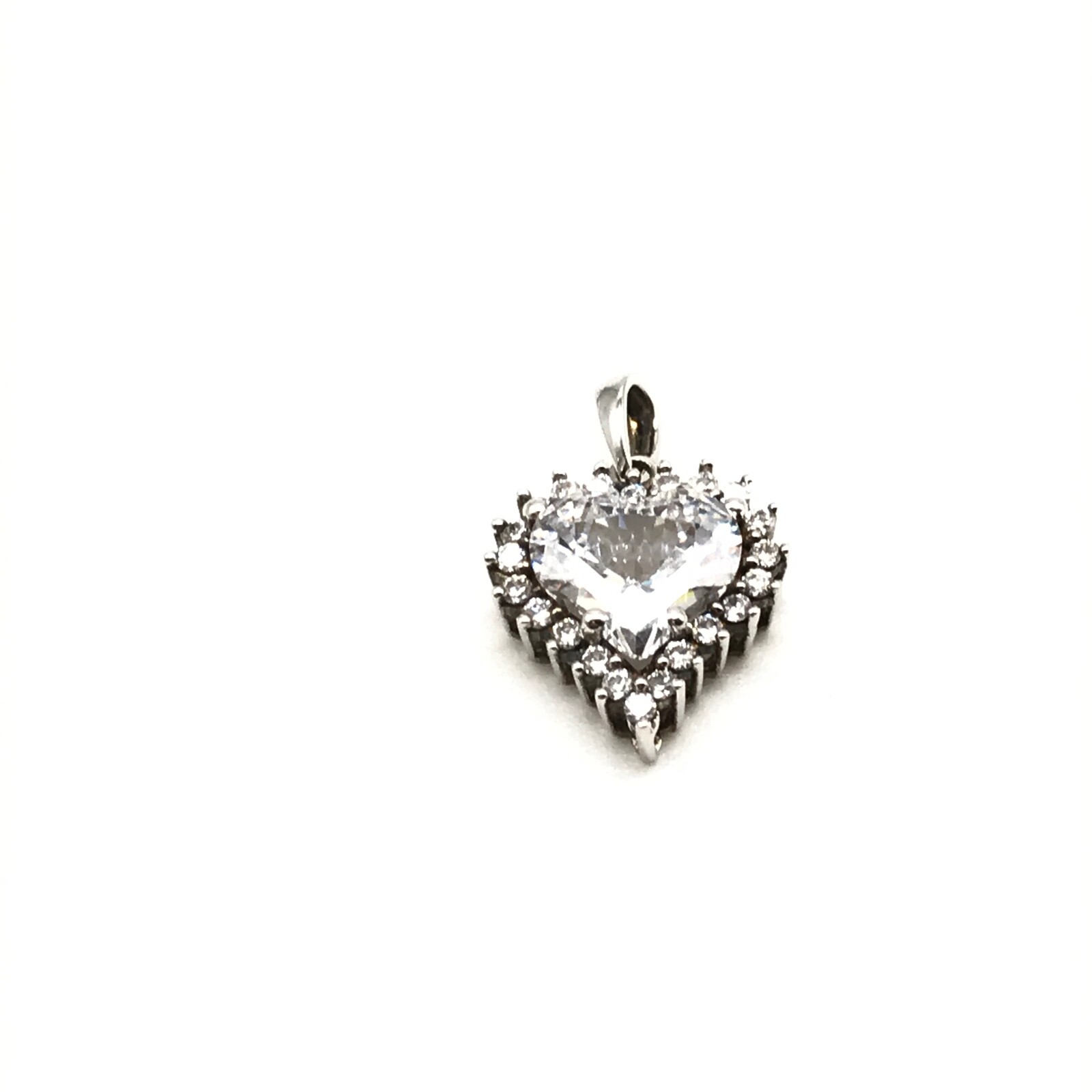 925 Sterling Silver Sparkling Clear CZ Cubic Zirconia Small Heart Love Pendant