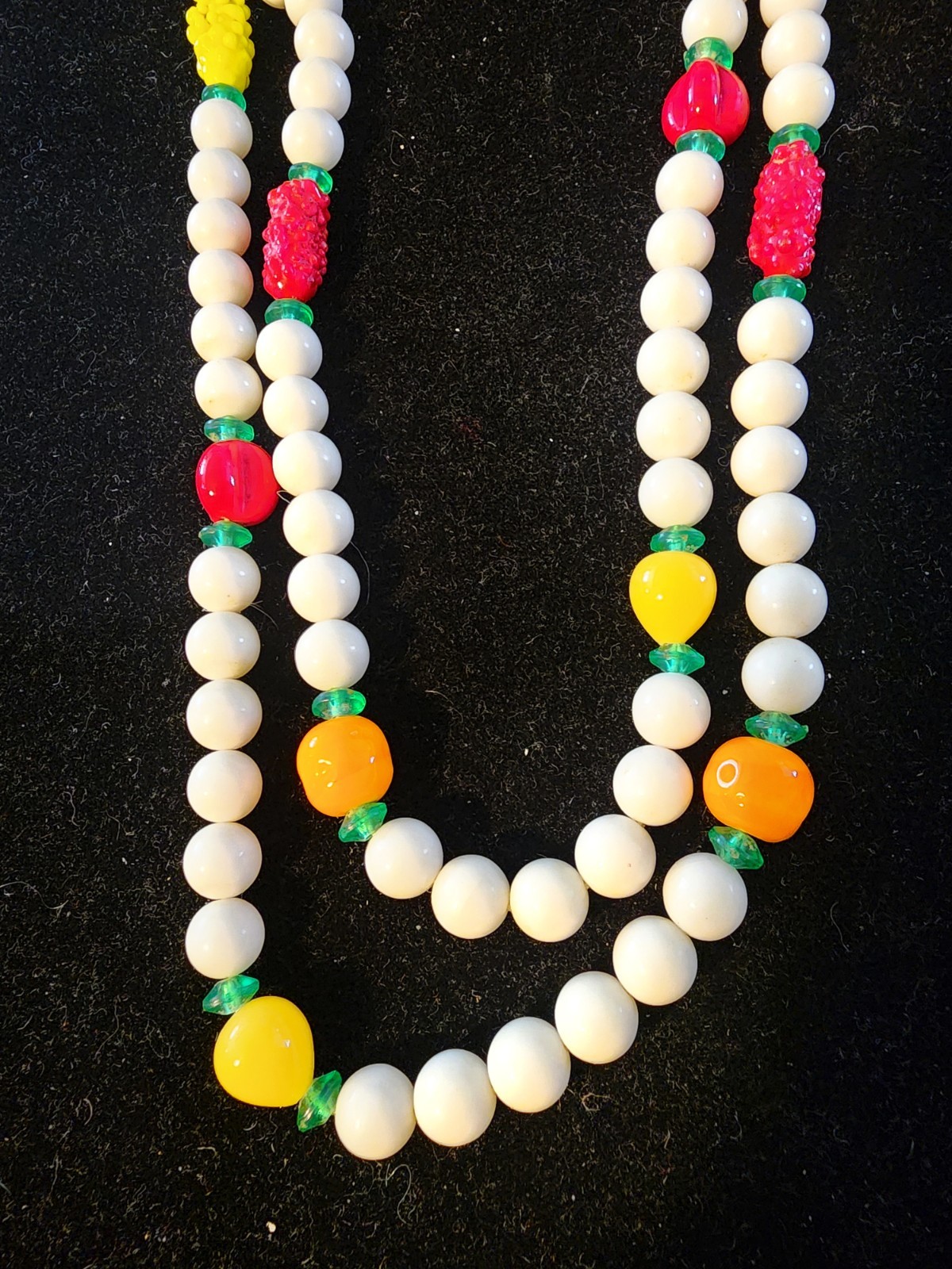 Fruit Salad Vintage Necklace & Earrings Tutti Fruity, 50/60s Mixed Material