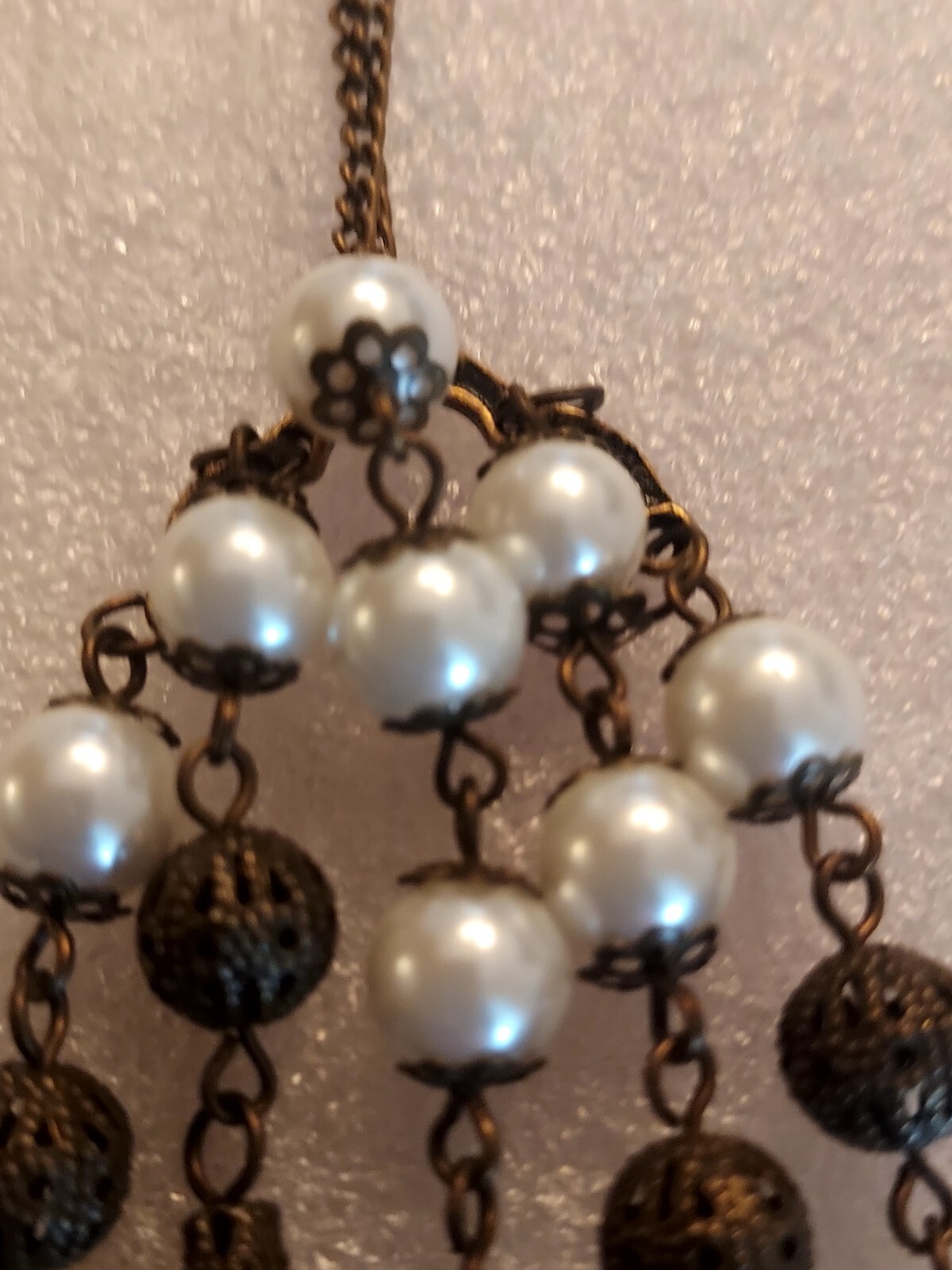 Antique Bronze Color Tassell Imitation Pearl And Bronze Color Cutout Beads…