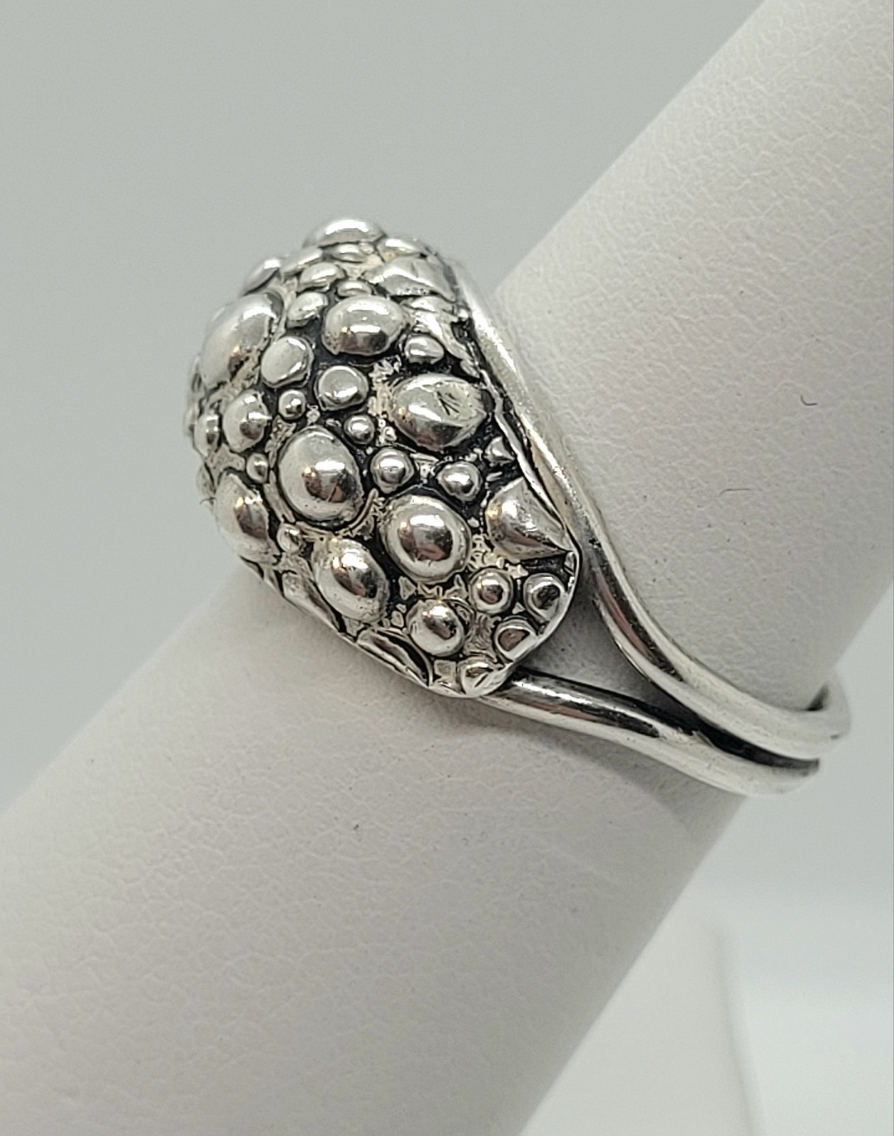 Vintage Sterling Silver Ring Sz 6 Adjustable Bubble Granulation Textured Beau