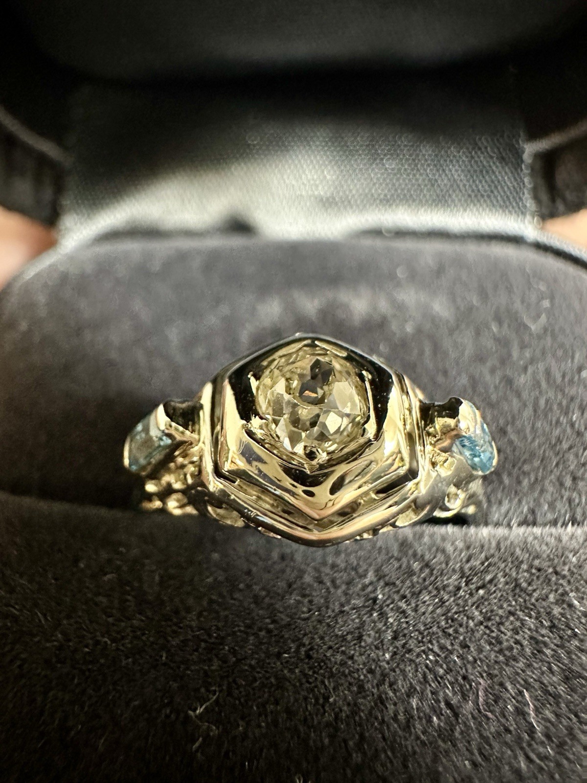 Antique 14-18K White Gold Rose Diamond Filigree Engagement Ring Edwardian? Deco?