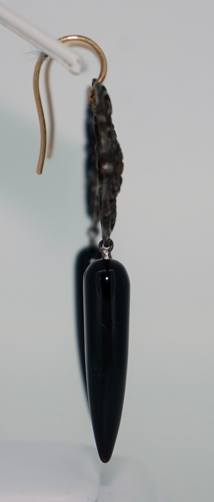 Antique Berlin Iron 14K & Onyx Earrings