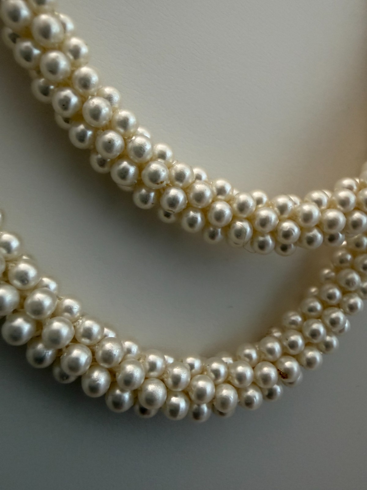 Vintage Pearl Rope Necklace Woven Torsade Cluster Retro Long Bridal Evening
