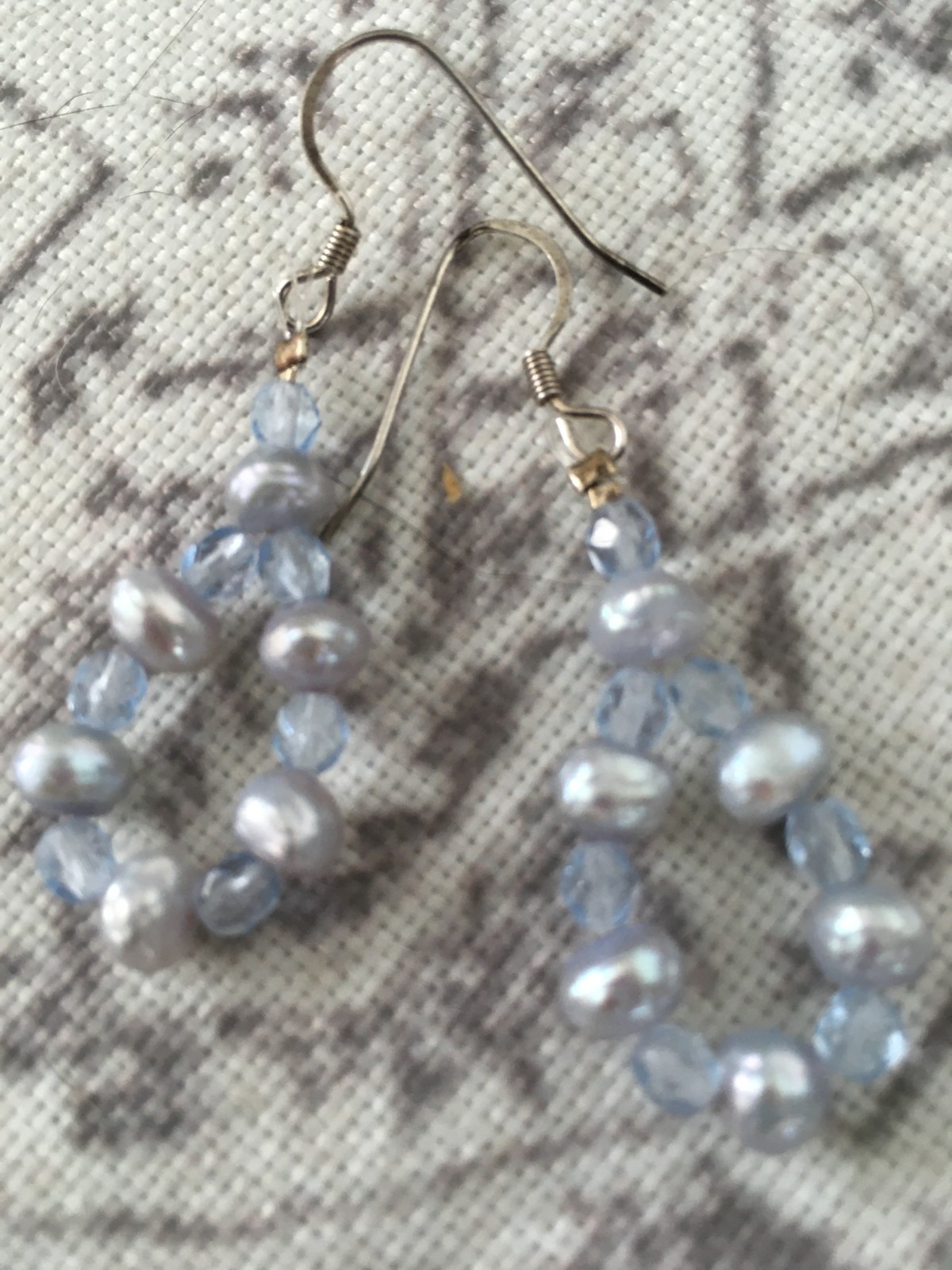 triple strand baroque fwp pearl bead necklace and earrings