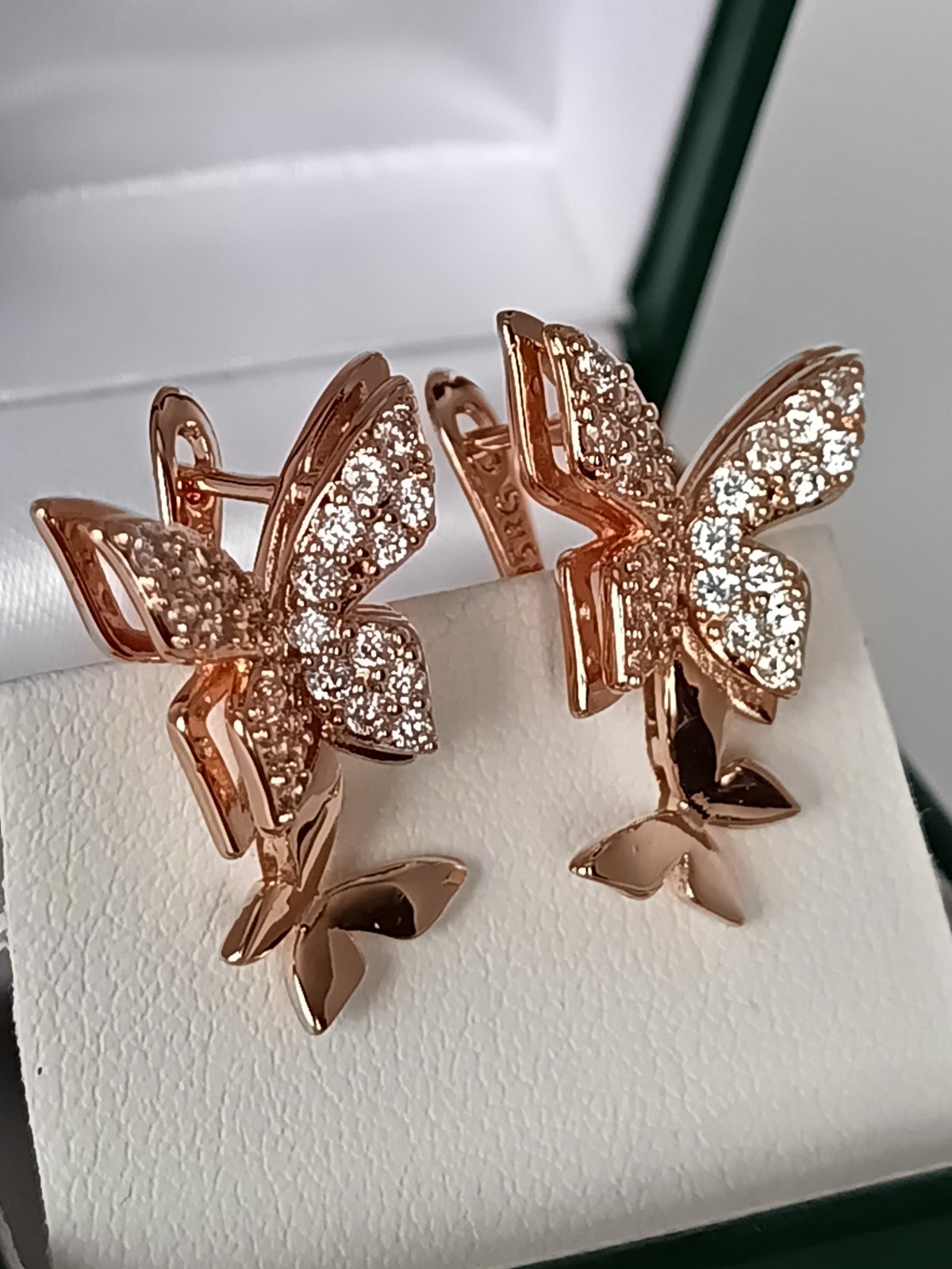 Vintage 1990-s 14 Ct Rolled Gold Large Zircons Earrings-Hallmarked 585 RG
