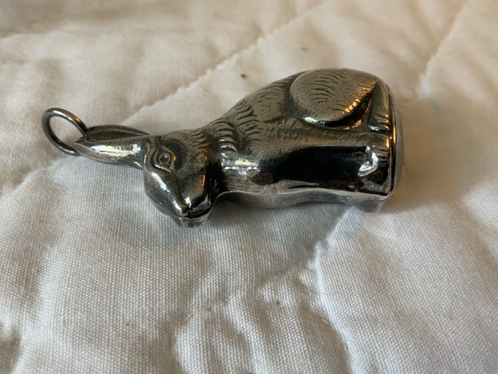 Vintage Silver Bunny Rabbit Pendant, Unsigned