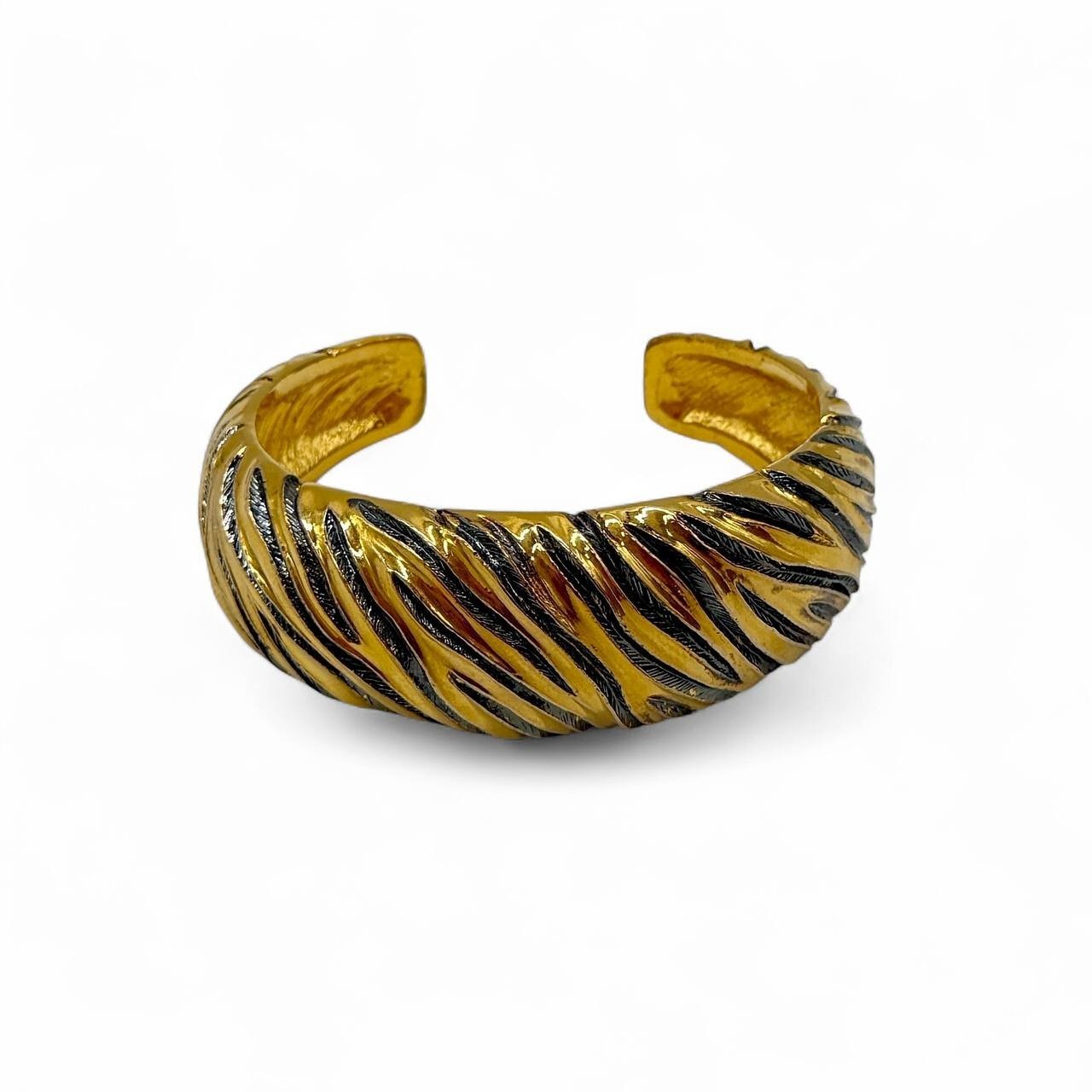 Vintage YSL Robert Goossens Gold Tone Zebra Cuff Bracelet France