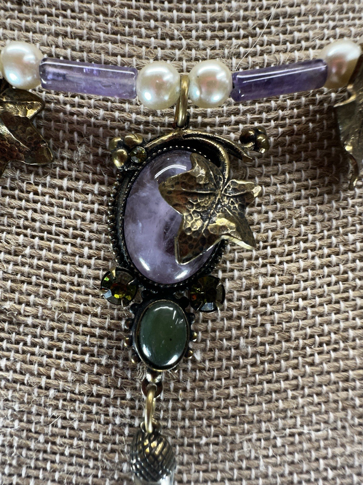 Vintage Necklace Amethyst Bead Whimsical Wire Choker Handmade Fairycore