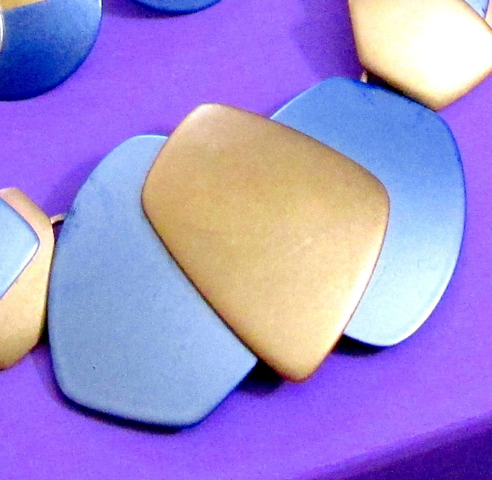 VTG RUNWAY DECO MONET “ALL THAT JAZZ” METALLIC BLUE GP NECKLACE EARRINGS ’85
