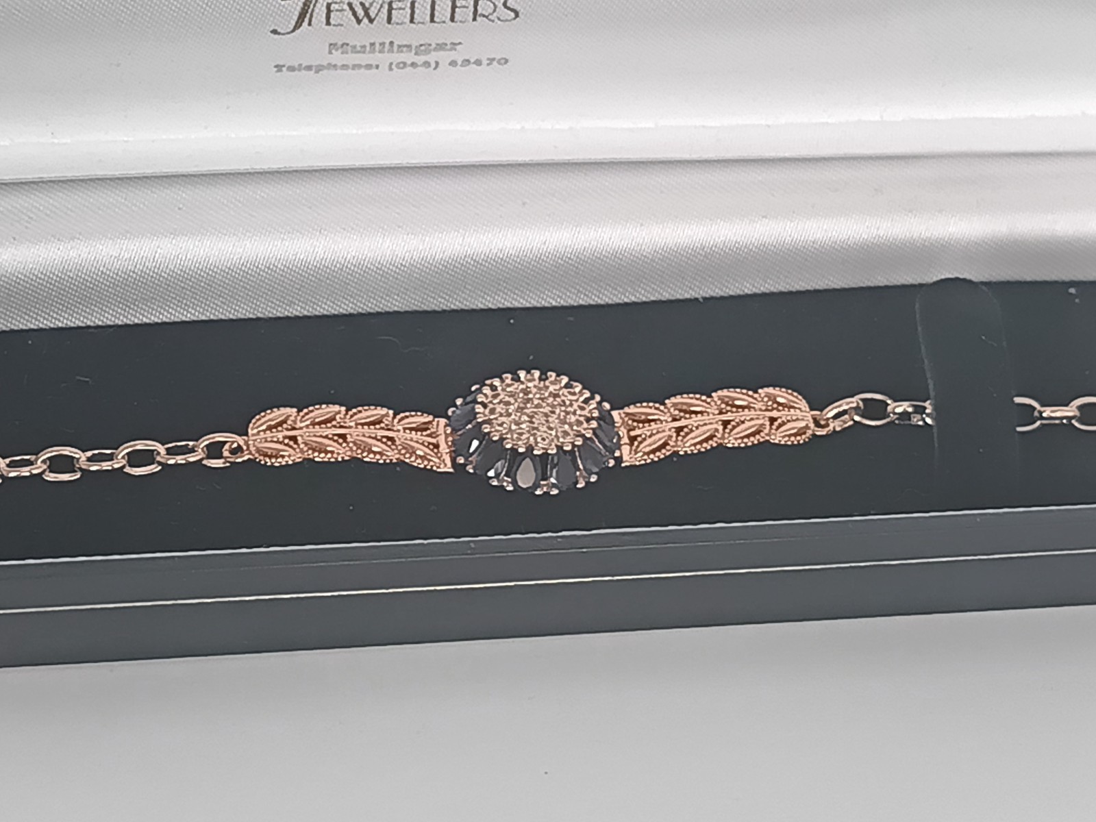 Vintage 1990-s Rolled Gold Sapphire Bracelet- Hallmarked 585 RG!!
