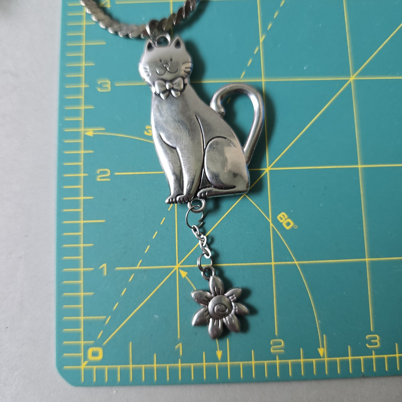 Vintage Silver Tone Ct pendant Stainless Steel Chain Necklace 20″L