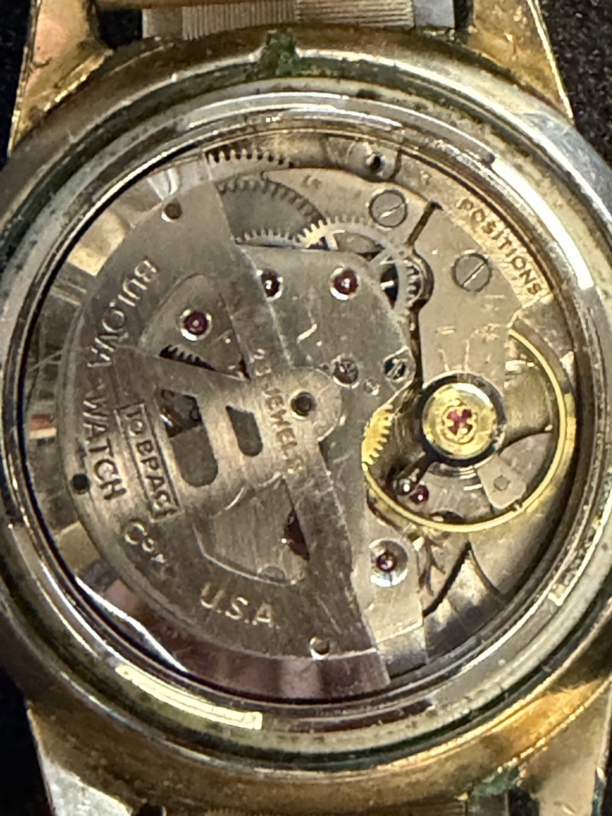 Men’s Bulova 10K Rolled Gold Bezel Watch 1950’s 10K Rolled Gold Watch Band Runs