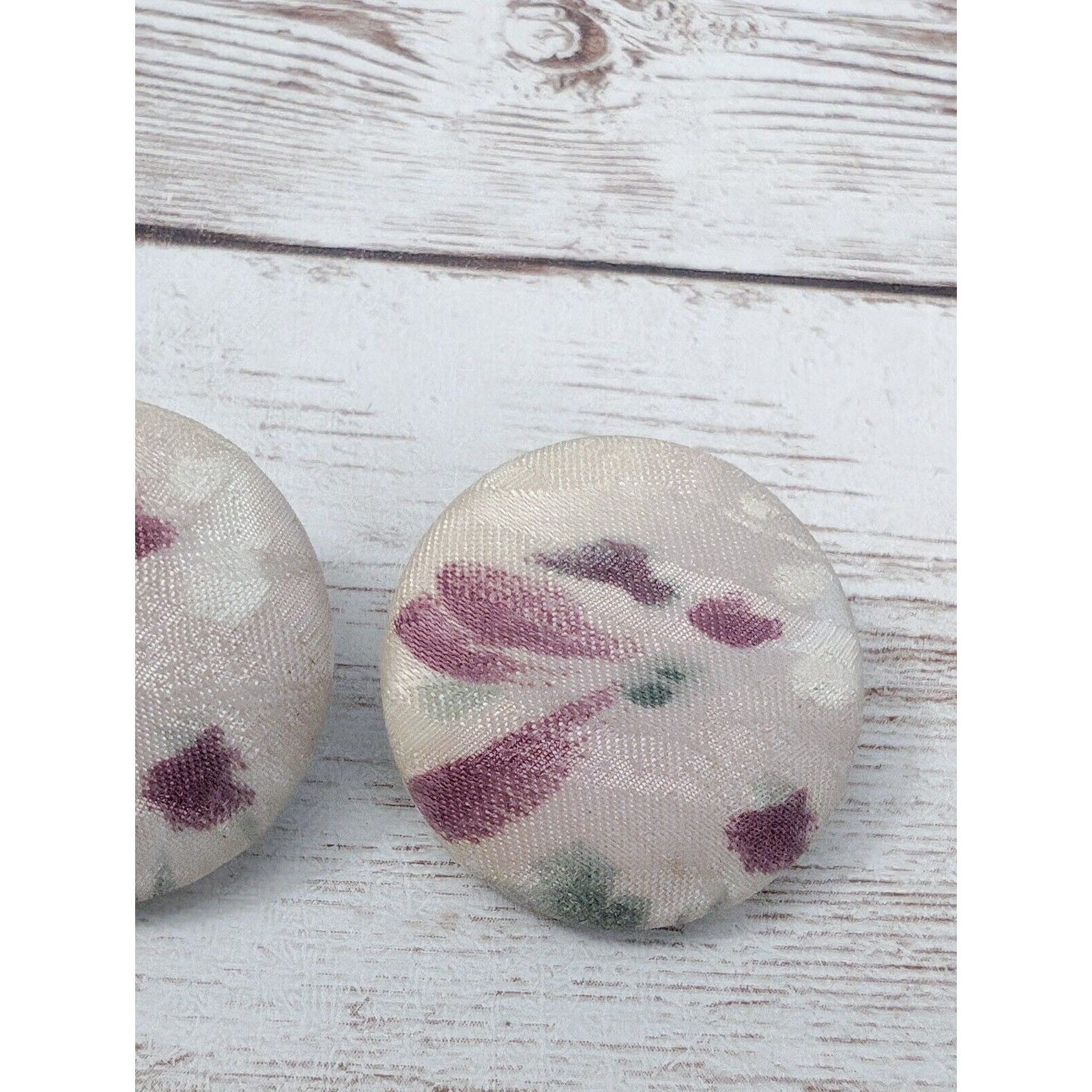 Vintage Clip On Earrings – Fabric Button Style 1 & 1/8″