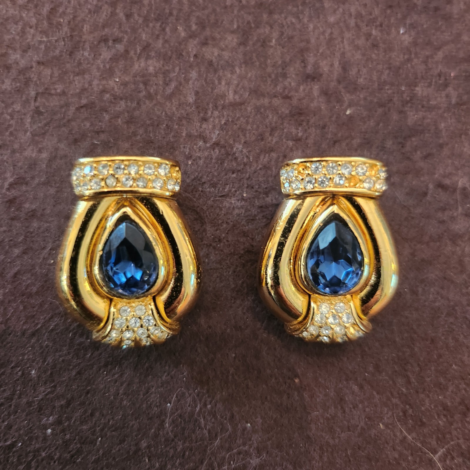 Vintage Christian Dior Sapphire Crystal clip on earrings