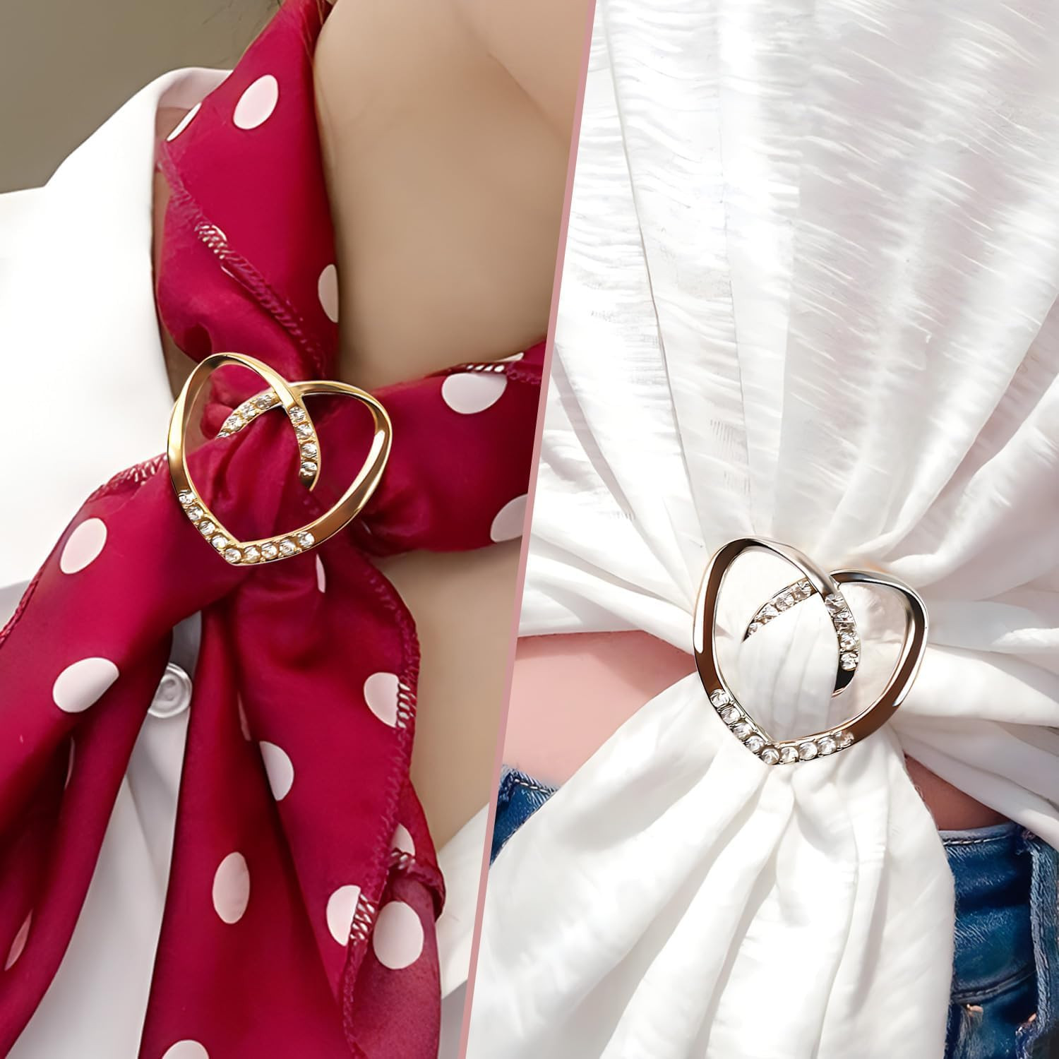10 Pack Scarf Ring Clip T-Shirt Tie Clips for Women, Scarf Ring Clothes Corner K