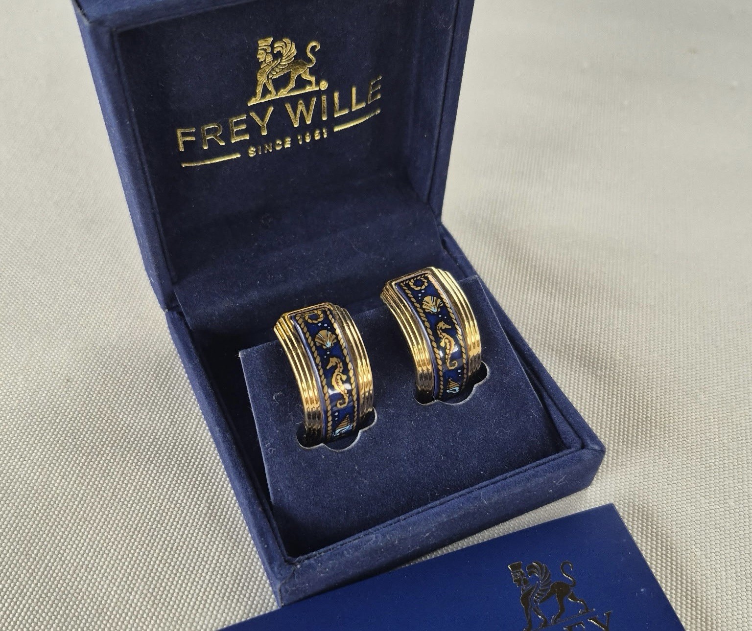 Rare Vintage Maritime 24k Gold Plated Frey Wille Clip Earrings