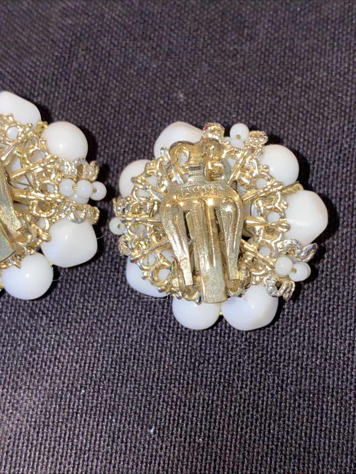 Vintage Clip Earrings 60’s Beads Round Lot of 9 Hong Kong/Japan #FS