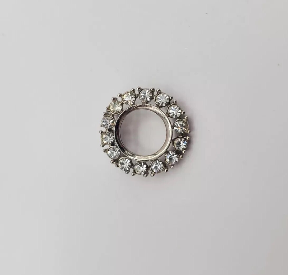 Vintage Silver Rhinestone Brooch Pins Set Pair Of 2 Costume Jewelry Accessories