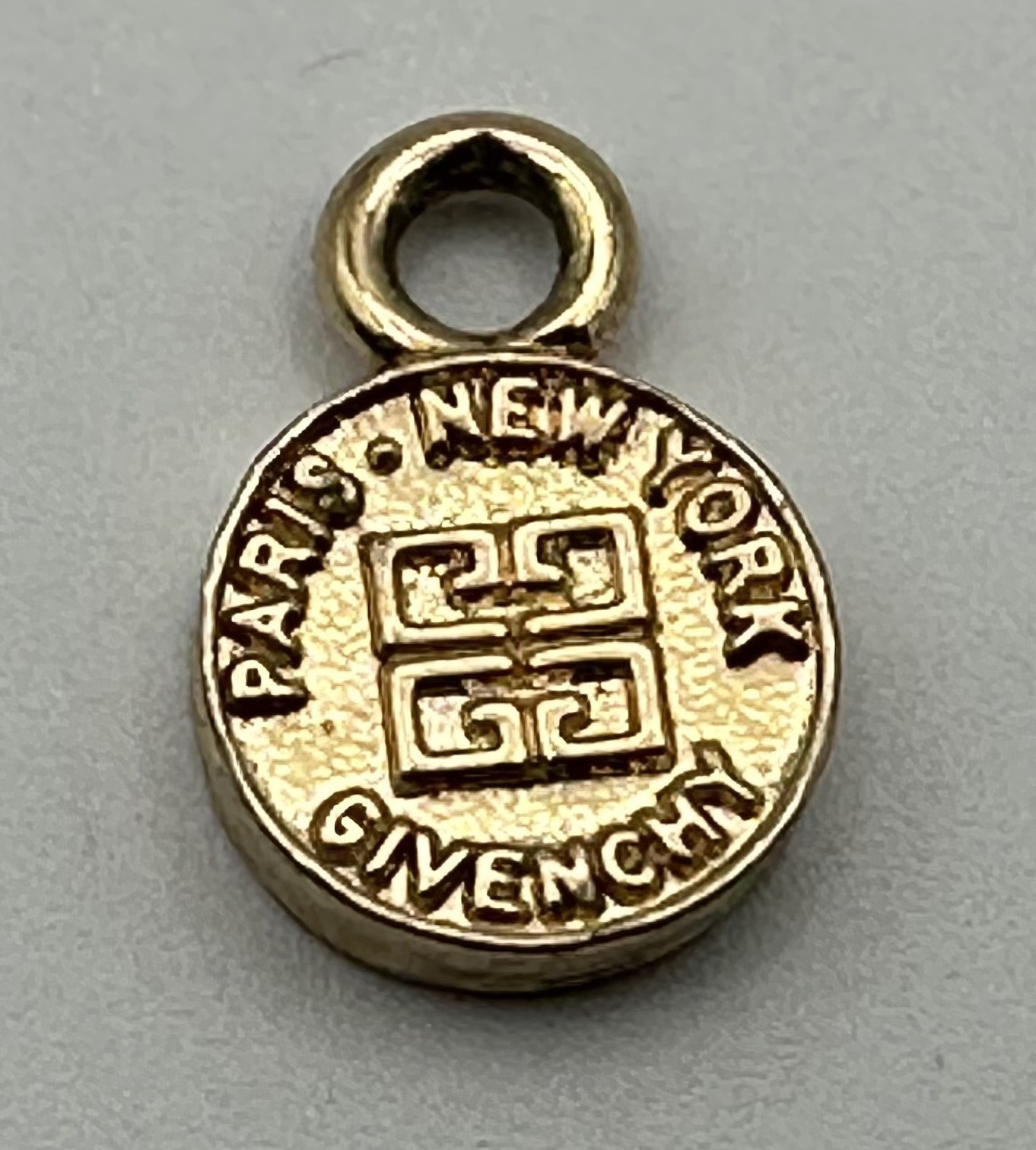 Vintage Givenchy 4G Logo Charm 1/2” Gold Tone Paris New York Small Pendant