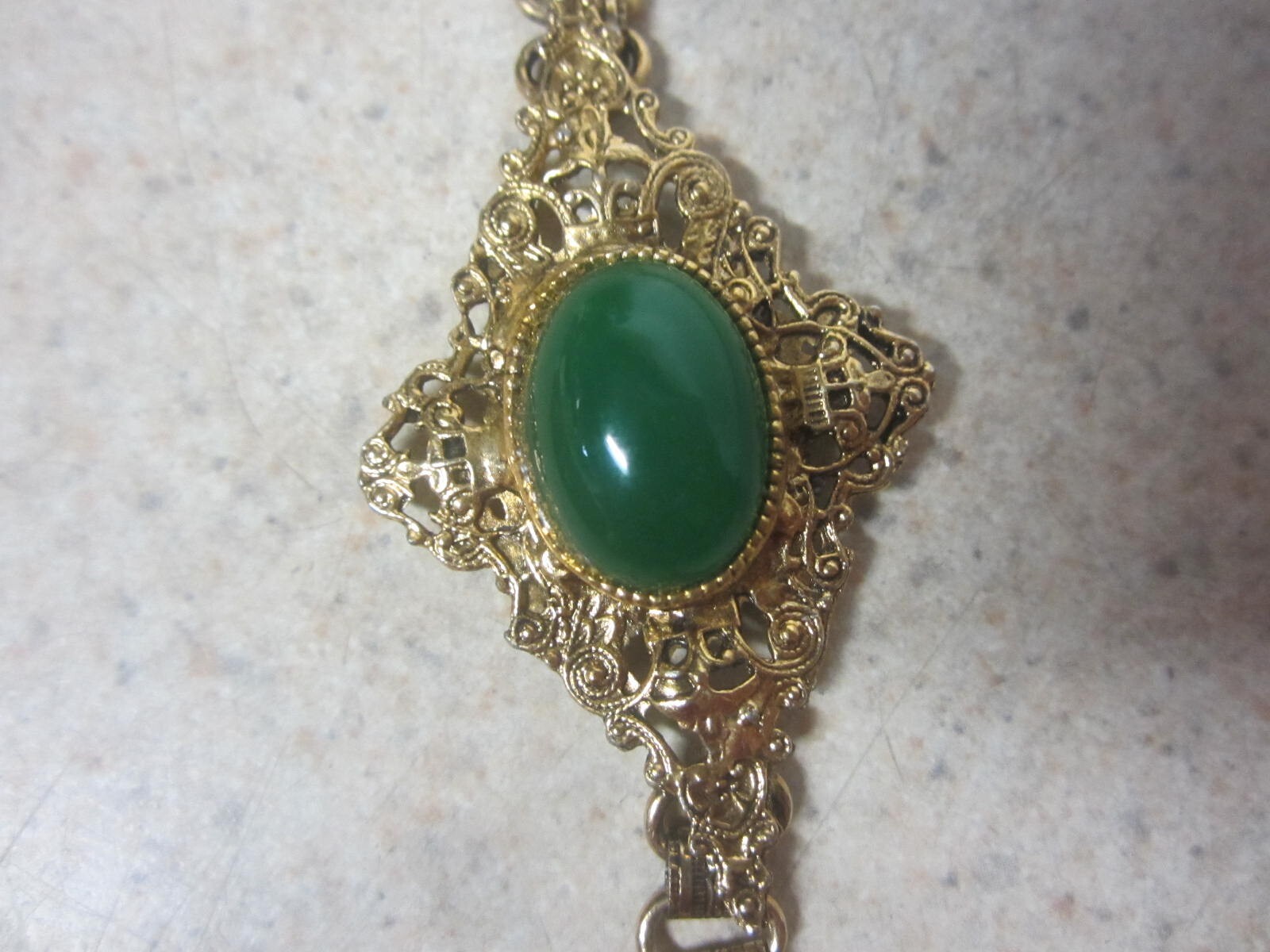 VINTAGE EDLEE DRAGON LAVALIER NECKLACE WITH DANGLES GOLD TONE