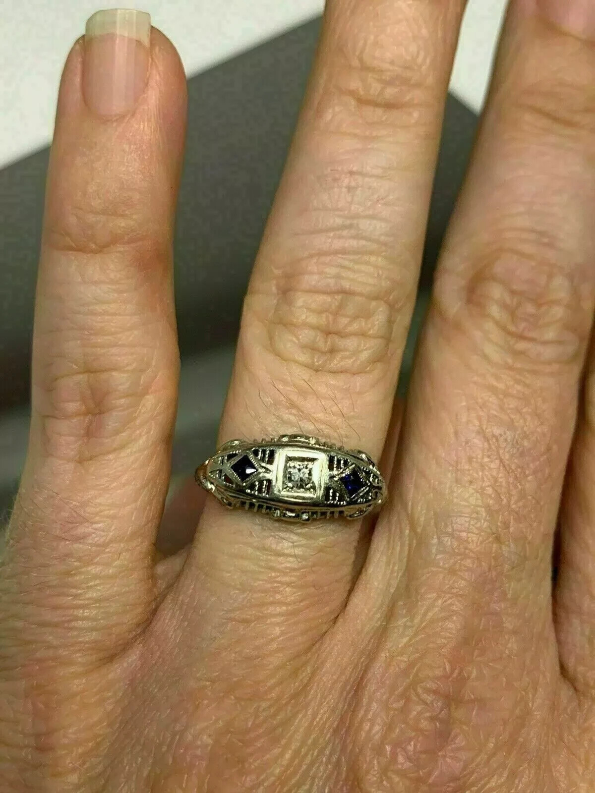 2.25Ct Art Deco Style Lab Created Diamond Engagement 14K White Gold Finish Ring