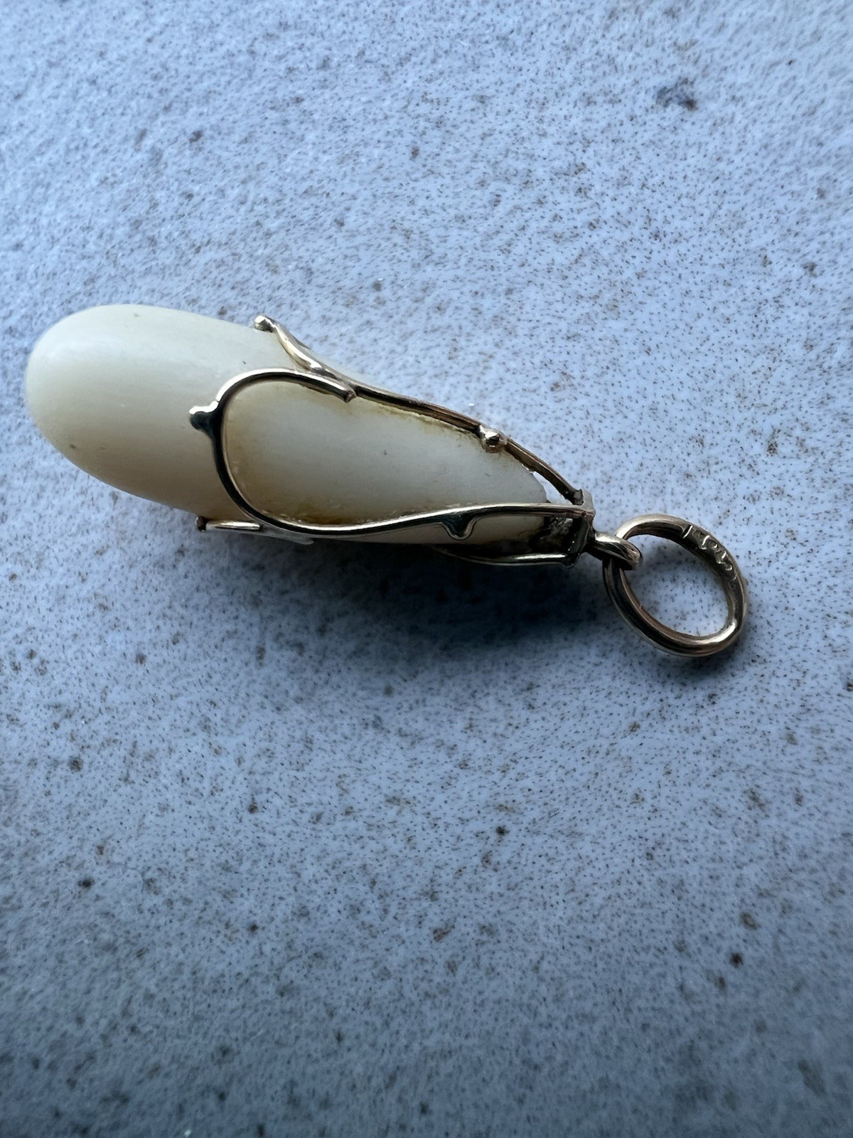 Vintage Design Carved White Coral Or Material Pendant 14k Bale For Scrap Or Wear