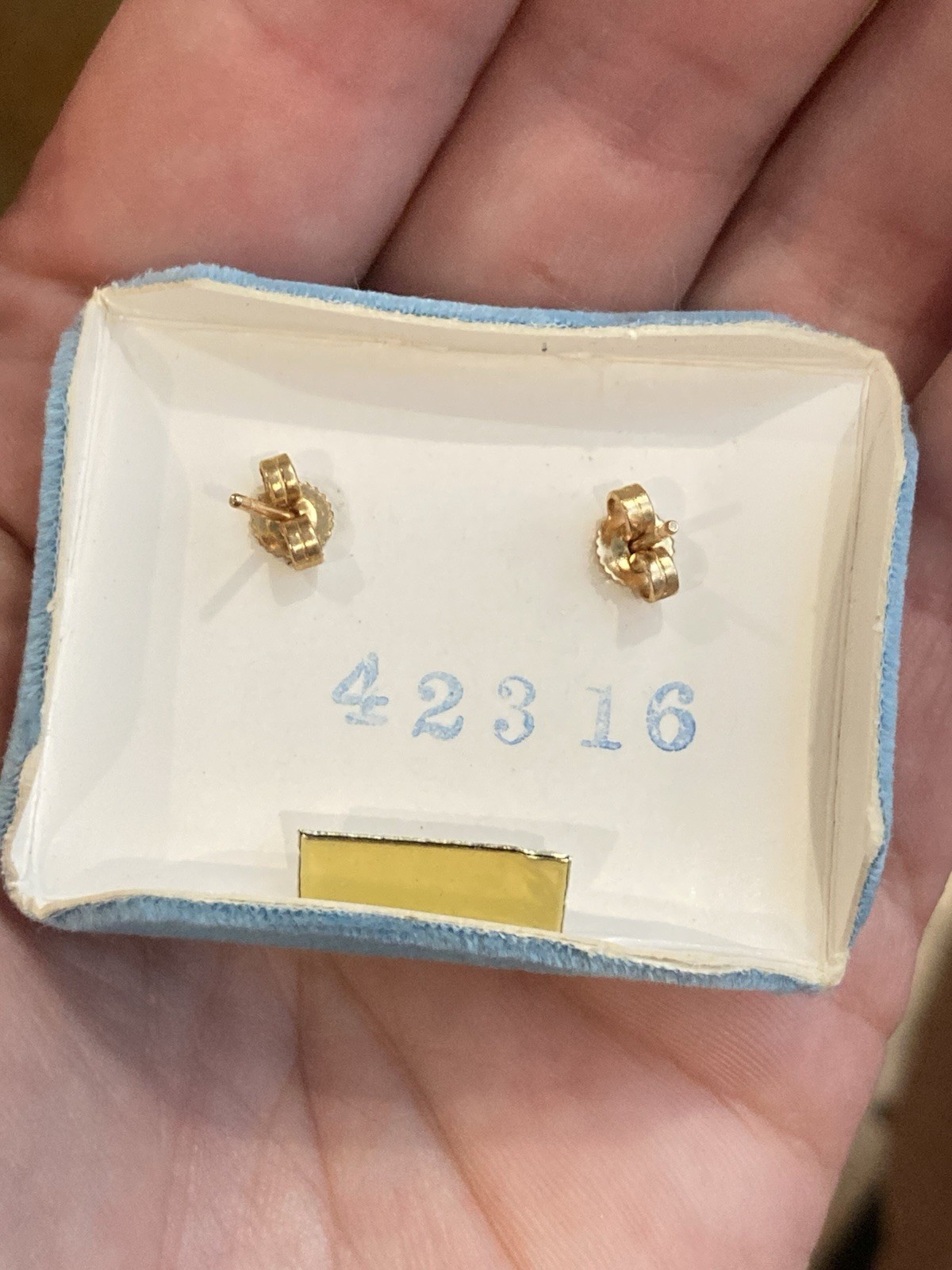 VTG Jems by JMS 14kt Gold Amethyst Flower Post Earring In Original Box