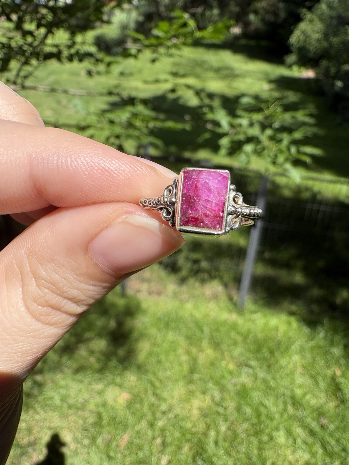 Solid Sterling Ruby Ring Sz 6.5