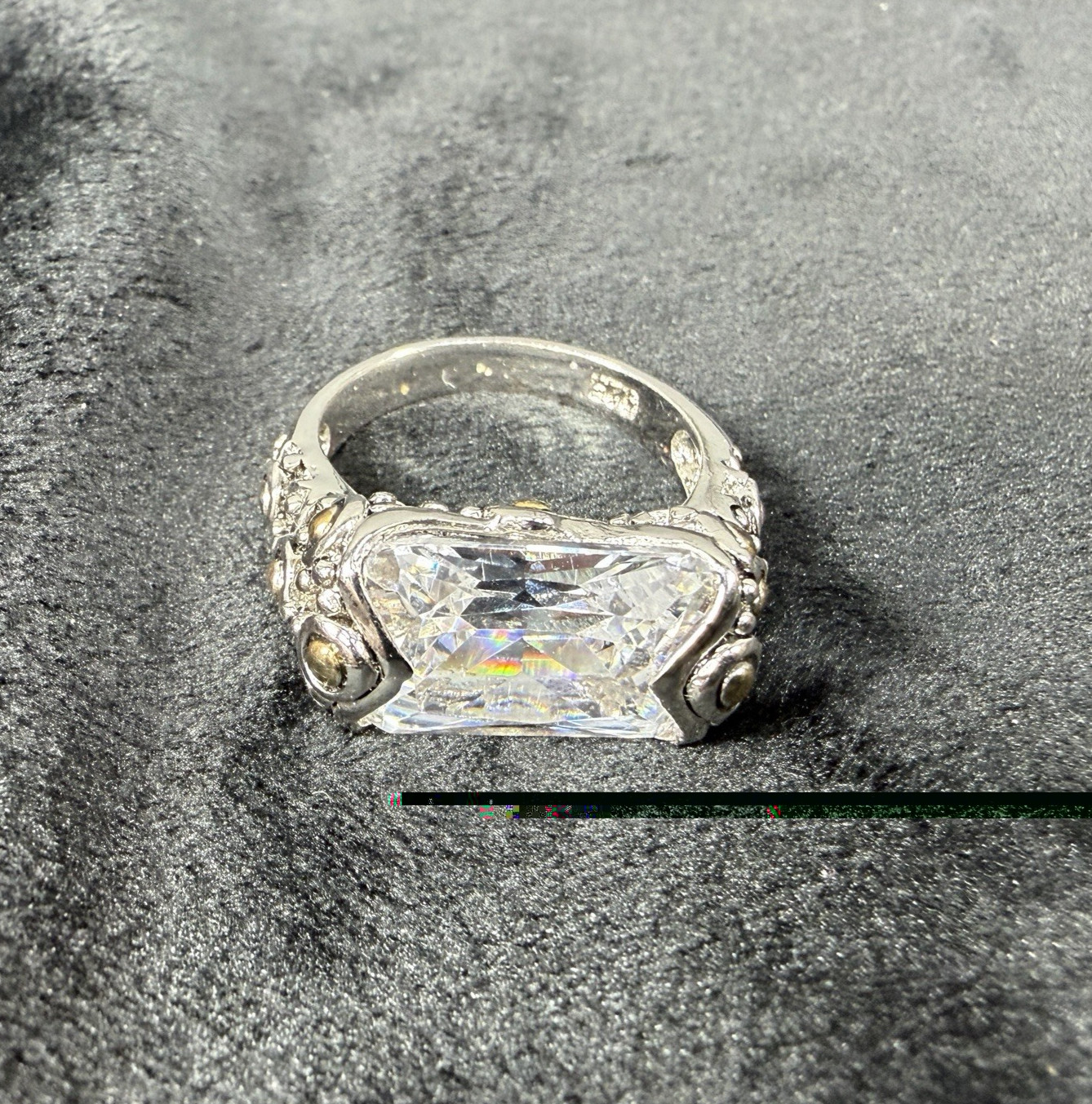 Vtg Sterling Silver Ring 8.25 Cubic Zirconia Medieval High End Jewelry Old Money