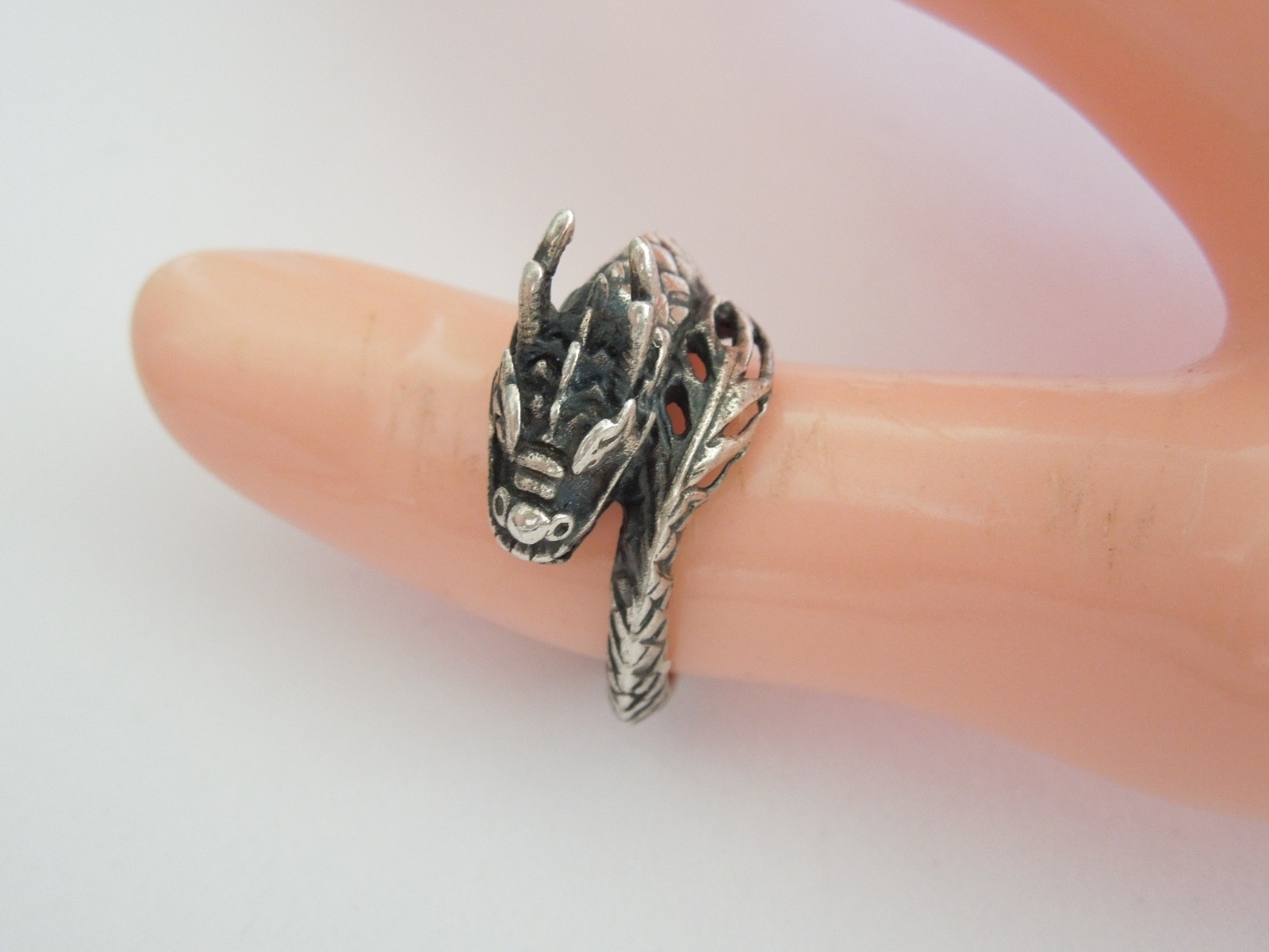 Vintage Ring Silver Verified Dragon Hallmark Unreadable 5.0 g/Size 56