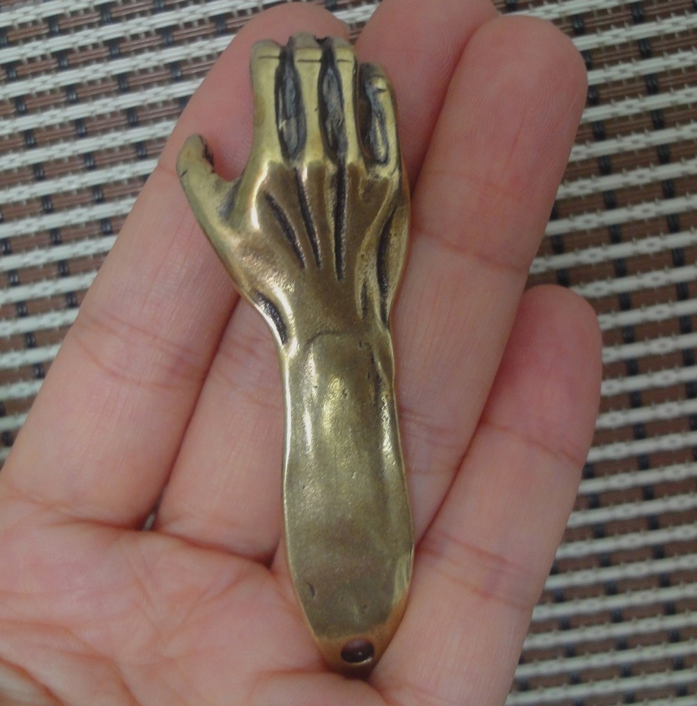 Vintage Style Pure Brass Lucky Right Hand Statue Pendant Bags Charms