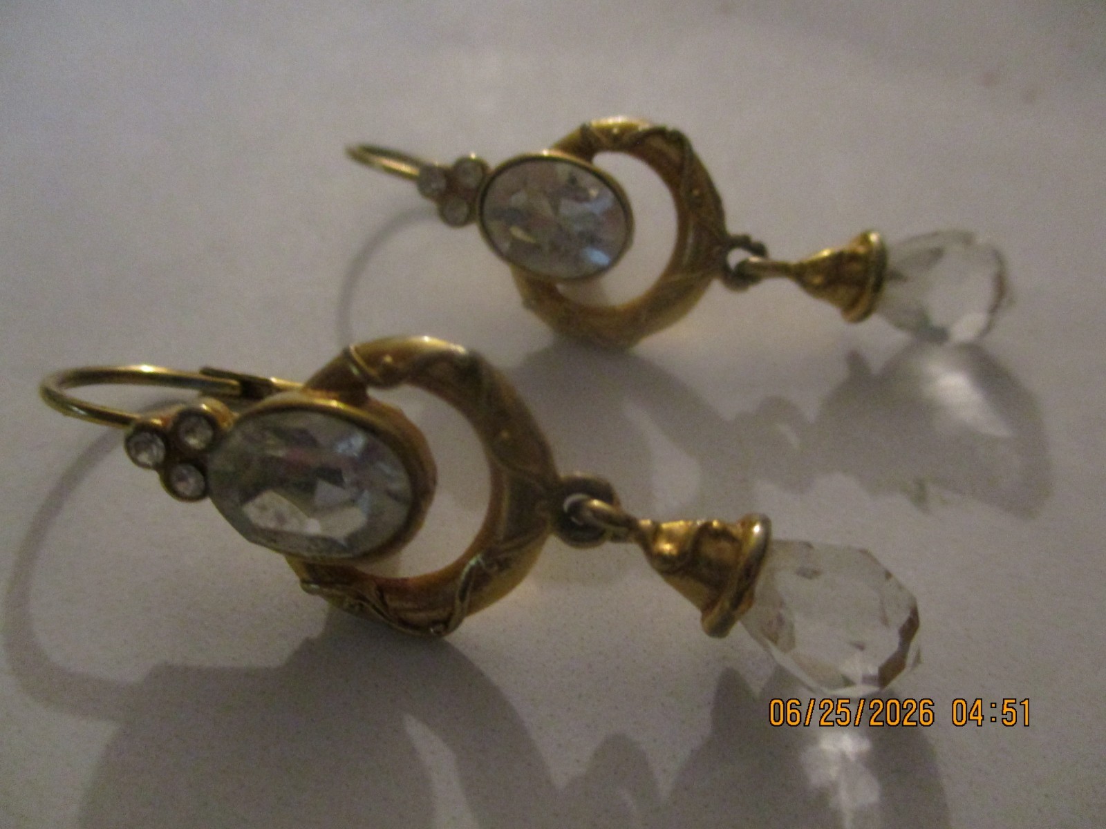 Berebi Vintage Women’s Gold Tone Crystal Drop Earrings