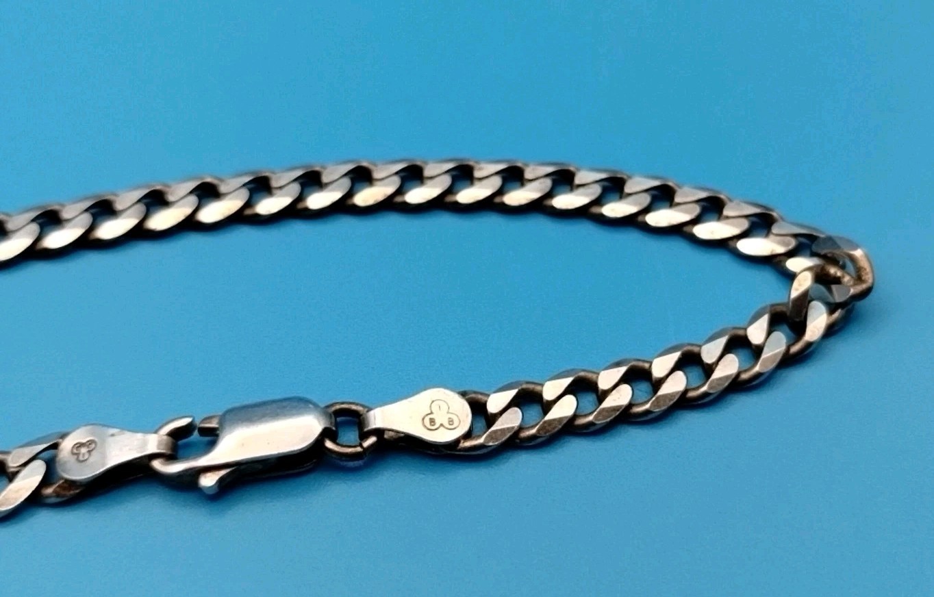 Sterling Silver 4mm 925 Cuban Chain 7.25 inch Bracelet 6.4g