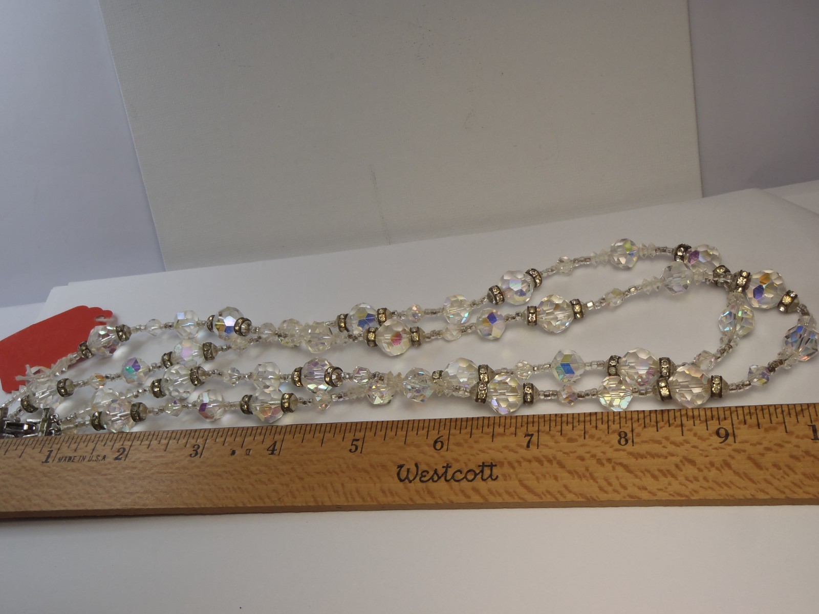 1950s Vendome Aurora Borealis AB Crystal Bead Double Strand Necklace 20in