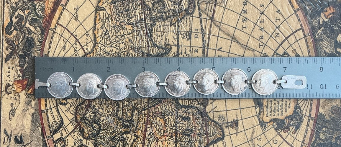 8 Australian Sixpence Silver Coins/ Vintage Bracelet