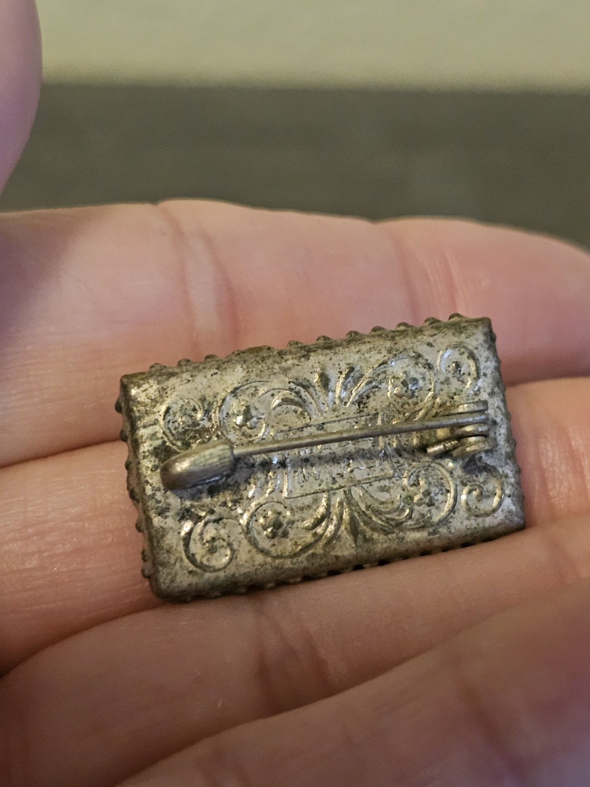 Vintage Micro Mosaic Brooch Pin Rectangle Floral Glass Italy BP