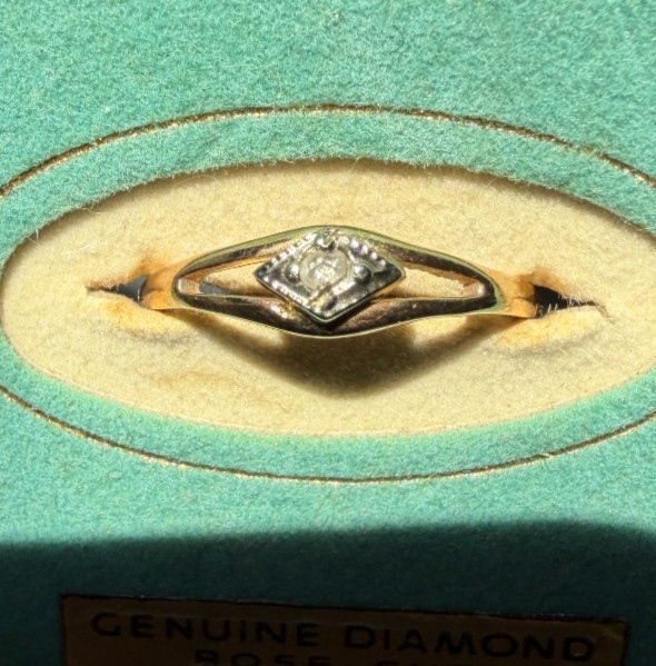 Antique Kidde Kraft Solid 10KT Size 3 Ring Rose Cut Diamond NOS NOI 0.6 grams