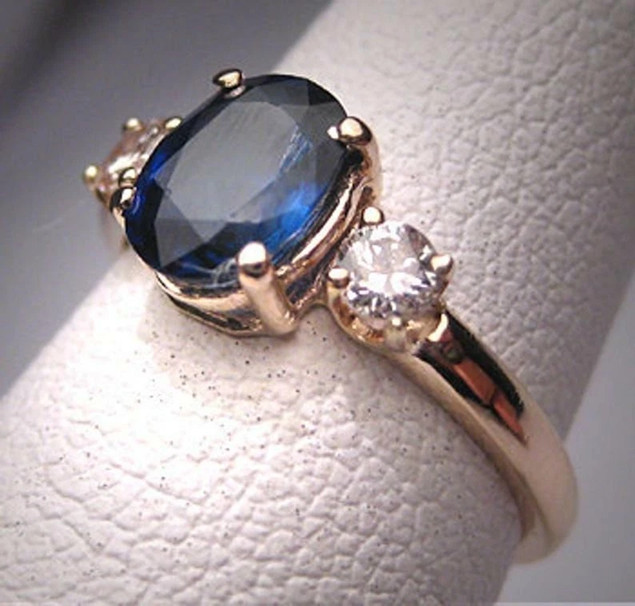 3.90 Ct Natural Sapphire Art Deco Vintage Engagement Ring 14K Rose Gold Finish